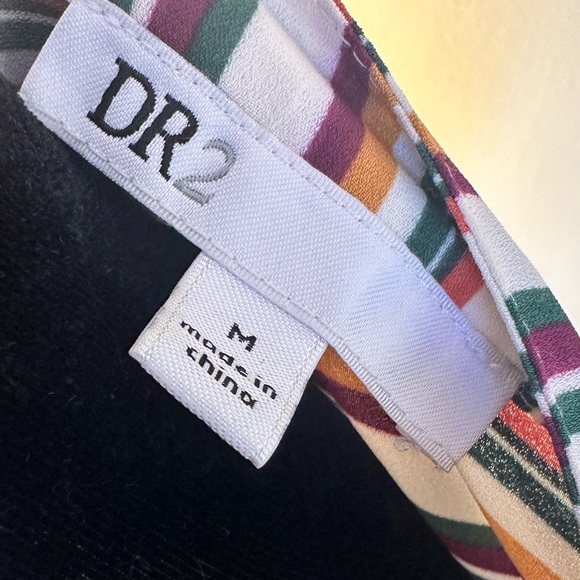 DR2 Women’s Size Medium Striped Button Down V-Neck Long Sleeve Shirt Dress - Picture 7 of 13